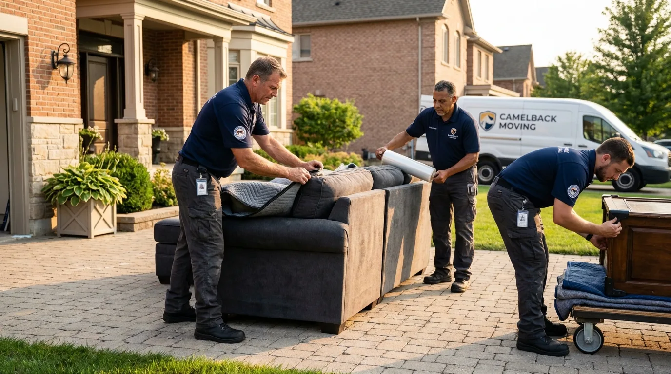 Large estate moving crew wrapping furniture in Pine Bluff, AR